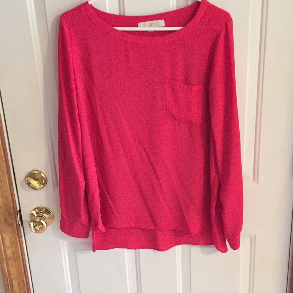 Ann Taylor LOFT pink long sleeve blouse (M)